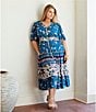 Color:Vine Multi - Image 3 - By Westbound Plus Size Mix Fabric Button Front Tiered Midi A-Line Dress