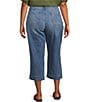 Color:Blue - Image 2 - by Westbound Plus Size Patch Pocket Mid Rise Wide Leg Crop Jeans
