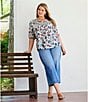 Color:Blue - Image 5 - by Westbound Plus Size Patch Pocket Mid Rise Wide Leg Crop Jeans