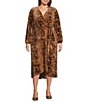 Nurture by Westbound Plus Size Printed Faux Wrap Hi-Low Bracelet Sleeve Dress, Color:Animal - Image 1