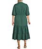 Color:Meadow - Image 2 - by Westbound Plus Size Short Sleeve V-Neck Tiered Tie Midi Dress