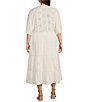 Color:Ivory - Image 2 - by Westbound Plus Size Short Sleeve V-Neck Tiered Tie Midi Dress
