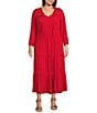 Color:Robin - Image 1 - by Westbound Plus Size Tie V-Neck Long Sleeve A-Line Maxi Dress