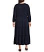 Color:Navy Sea - Image 2 - by Westbound Plus Size Tie V-Neck Long Sleeve A-Line Maxi Dress