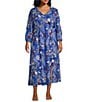 Nurture by Westbound Plus Size V-Neck Floral Front Slit Elbow Sleeve Maxi Dress, Color:Black Barik Floral - Image 1