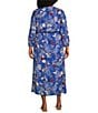 Nurture by Westbound Plus Size V-Neck Floral Front Slit Elbow Sleeve Maxi Dress, Color:Black Barik Floral - Image 2