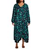 Nurture by Westbound Plus Size V-Neck Long Sleeve Tiered Midi Dress, Color:Watercolor - Image 1