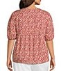 Nurture by Westbound Plus Size Woven Elbow Sleeve Pintuck Yoke Floral Top, Color:Ditsy Floral - Image 2