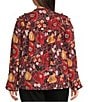 Color:Full Blooms - Image 2 - by Westbound Plus Size Woven Long Sleeve V-Neck Peasant Blouse