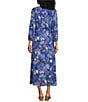 Nurture by Westbound V-Neck Floral Maxi Front Slit Elbow Sleeve Dress, Color:Black Barik Floral - Image 2