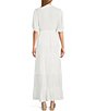 Color:White - Image 2 - by Westbound V-Neck Elbow Sleeve Eyelet A-Line Maxi Dress