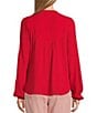 Color:Robin - Image 2 - by Westbound Woven Embroidered V-Neck Long Sleeve Blouse