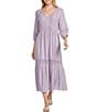 Nurture Crinkle Dobby Smocked 3/4 Sleeve V-Neck Maxi Dress - Image 1