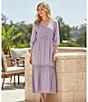 Nurture Crinkle Dobby Smocked 3/4 Sleeve V-Neck Maxi Dress - Image 4