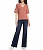 Nurture Elbow Sleeve V-Neck Sweater Top - Image 3