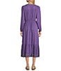 Nurture Embroidered Long Sleeve V-Neck Midi Dress, Color:Amethyst - Image 2