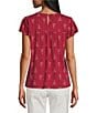 Nurture Embroidered Short Flutter Sleeve Crew Neck Knit Top - Image 2