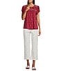 Nurture Embroidered Short Flutter Sleeve Crew Neck Knit Top - Image 3