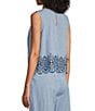 Nurture Eyelet Embroidered Striped Sleeveless Crew Neck Coordinating Tank Top - Image 4