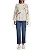 Nurture Floral Print Long Sleeve Crew Neck Knit Pullover - Image 3