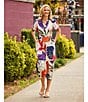 Nurture Leaf Print Short Flutter Sleeve V-Neck A-Line Maxi Dress, Color:Vibrant Forest - Image 5
