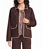 Nurture Long Sleeve Button Front Faux Suede Jacket - Image 1