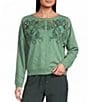 Nurture Long Sleeve Crew Neck Embroidered Knit Top - Image 1