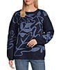 Nurture Long Sleeve Leaf Patterned Crew Neck Sweater - Image 1