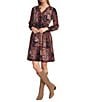 Nurture Printed Ruched Long Sleeve V-Neck Short A-Line Dress - Image 1