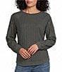 Nurture Mixed Media Crew Neck Long Sleeve Top, Color:Sage - Image 1