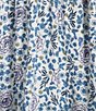 Nurture Navy Floral Print Mix Crinkle Dobby 3/4 Sleeve V-Neck Top - Image 4