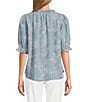 Nurture Notch Neck Short Sleeve Ruffled Top, Color:Light Blue Floral - Image 2
