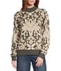 Nurture Patterned Mock Neck Long Sleeve Sweater, Color:Sage Ikat - Image 1