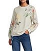 Nurture Petite Floral Print Long Sleeve Crew Neck Knit Pullover - Image 1