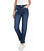 Nurture Petite Mid Rise Embroidered Straight Ankle Jeans - Image 1