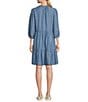 Nurture Petite Size 3/4 Sleeve Ruffle Tiered Dress, Color:Blue - Image 2