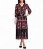 Nurture Petite Size 3/4 Sleeve V-Neck Belted Midi Dress - Image 1