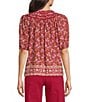 Nurture Petite Size Button Front Elbow Sleeve Y-Neck Top - Image 2
