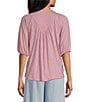 Nurture Petite Size Crew Neckline Short Sleeve V-Neck Top, Color:Corsage - Image 2