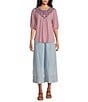 Nurture Petite Size Crew Neckline Short Sleeve V-Neck Top, Color:Corsage - Image 3
