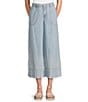 Nurture Petite Size Crop Palazzo Denim Jeans, Color:Light Medium Blue - Image 1