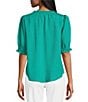 Nurture Petite Size Elbow Sleeve V-Neck Top, Color:Ocean Floor - Image 2