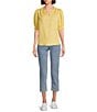 Nurture Petite Size Elbow Sleeve V-Neck Top, Color:First Rays - Image 3