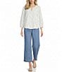 Nurture Petite Size Embroidered 3/4 Sleeve V-Neck Top - Image 3