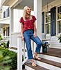 Nurture Petite Size Embroidered Short Flutter Sleeve Crew Neck Knit Top - Image 4