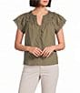 Nurture Petite Size Flutter Sleeve V-Neck Top - Image 1