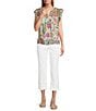 Nurture Petite Size High Rise Slim Cropped Pants, Color:White - Image 3