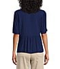 Nurture Petite Size Short Sleeve Button Front V-Neck Top, Color:Starry Night - Image 2