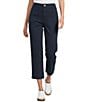 Nurture Petite Size Slub Stretch Denim High Rise Cropped Straight Leg Pants - Image 1
