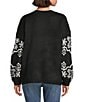 Nurture Petite Size Snow Flake Pattern Long Sleeve Crew Neck Sweater, Color:Black Snowflake - Image 2